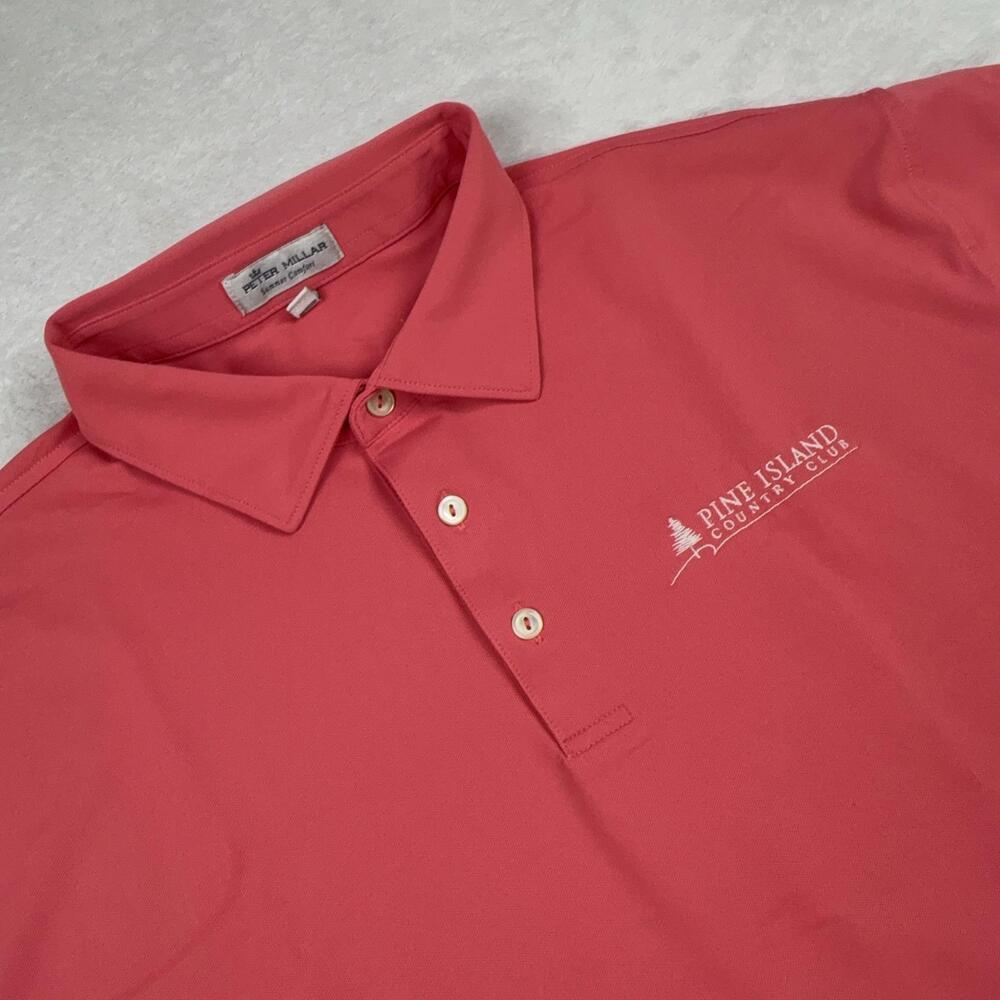 Peter Millar Summer Comfort Golf Short Sleeve Polo Shirt Men XL Pink Pine Island